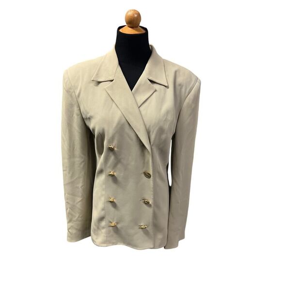 SILK SALVATORE FERRAGAMO VINTAGE DOUBLE BREASTED BLAZER WITH GOLD HEEL BUTTONS - Picture 1 of 9
